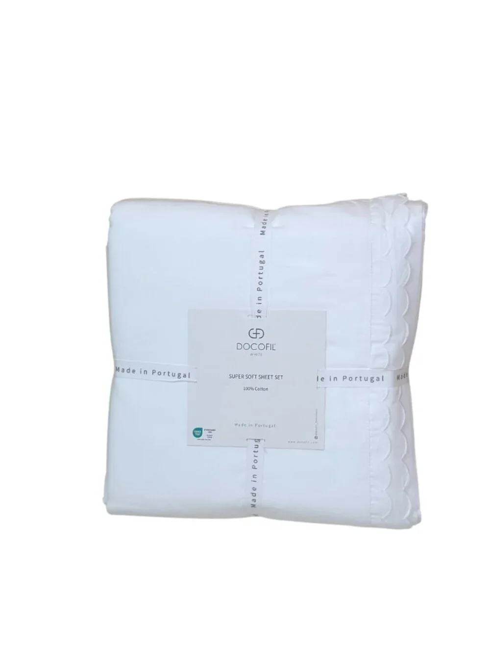 Docofil King Size Super Soft 100% Cotton Sheet Set Made In Portugal White